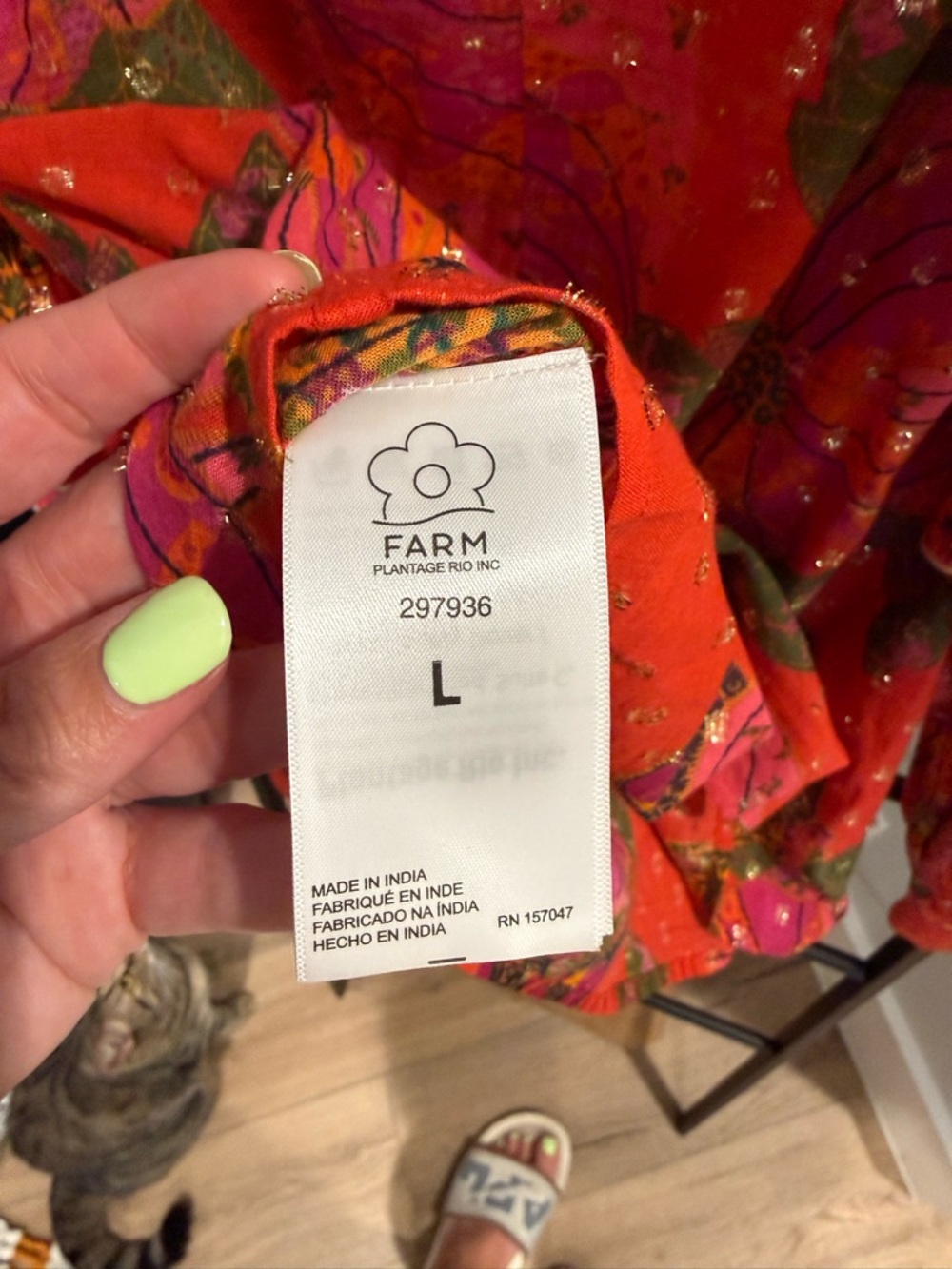 FARM Rio Red Floral Ruffle-Yoke Blouse - Picture 4 of 4